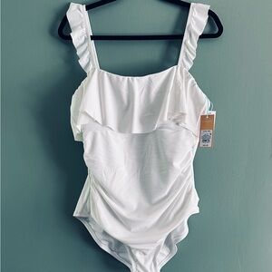 Kona White Ruffled One-Piece Swimsuit